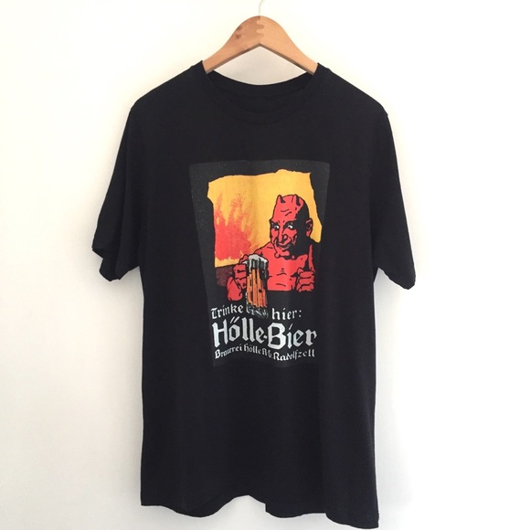 German Beer Black Graphic Tee Sz L - Picture 1 of 5